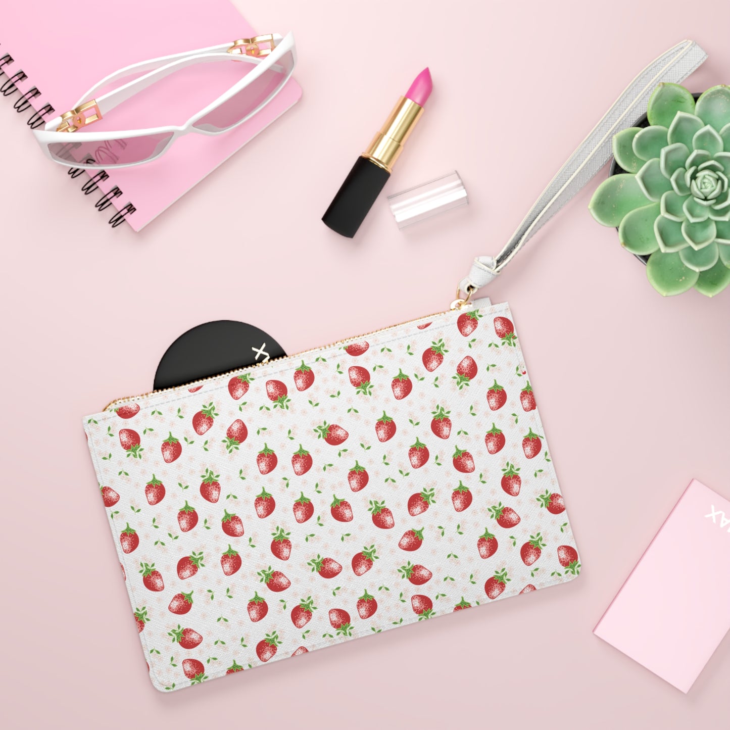 Strawberry Wristlet - Strawberry Clutch Bag - 9.5'' X 6.6''