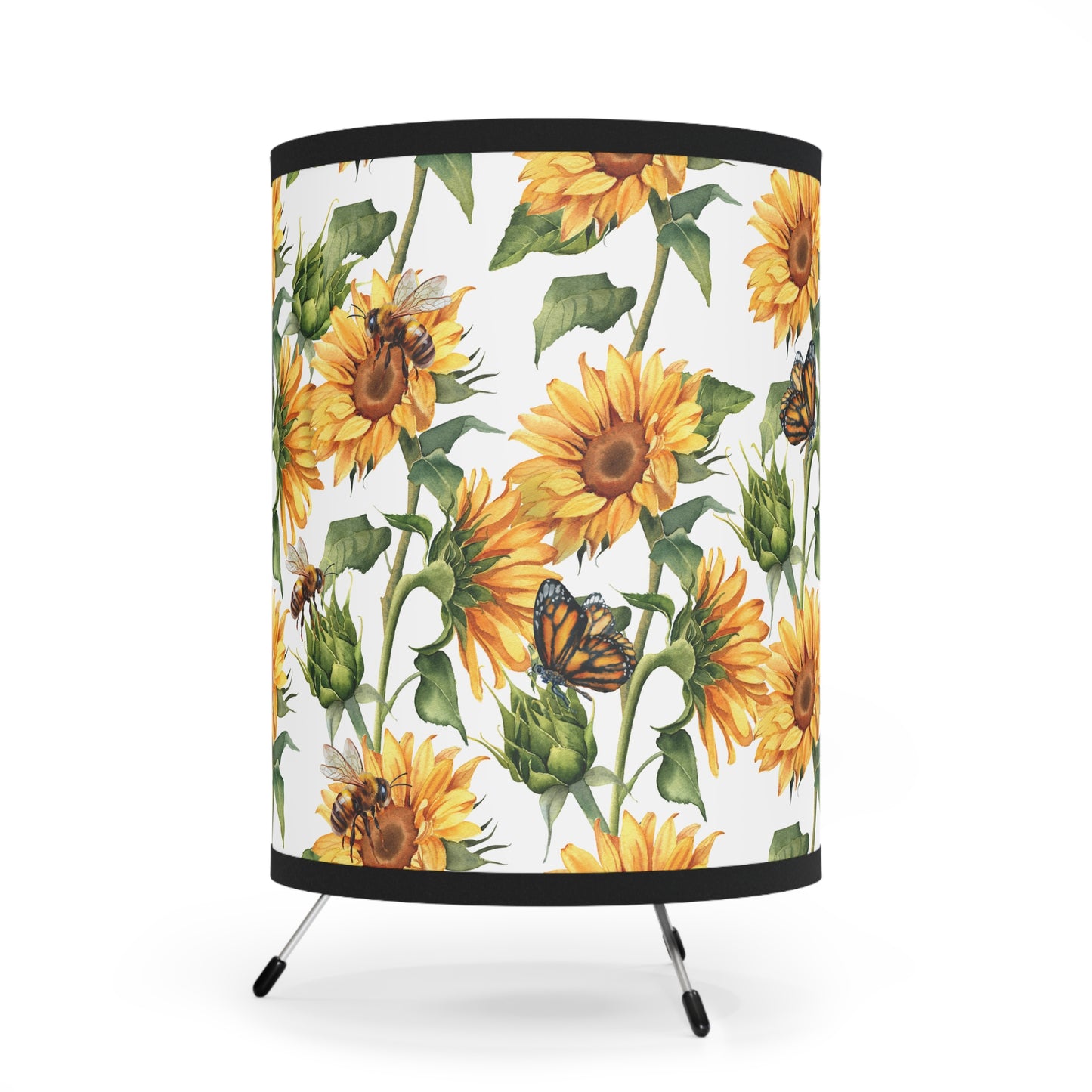 Sunflower Tripod Lamp with High-Res Printed Shade, US\CA plug