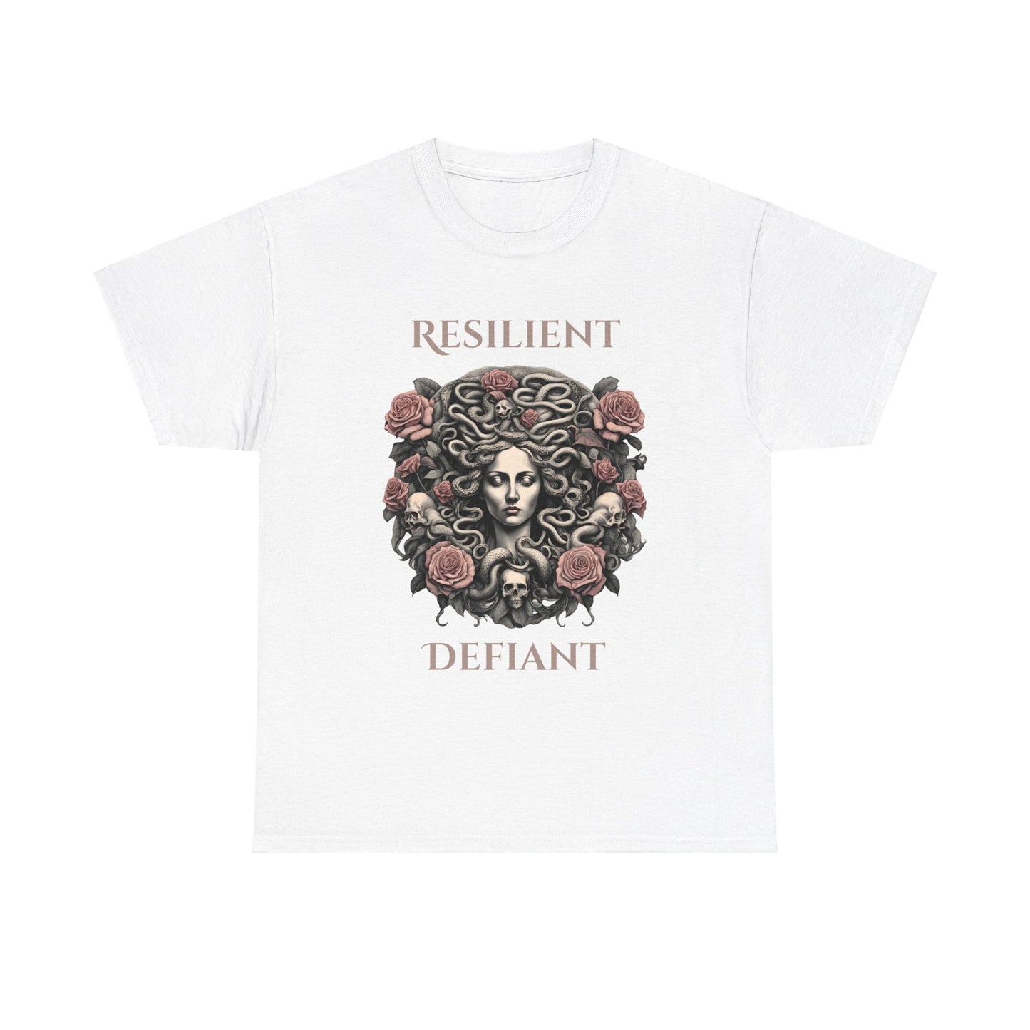 Resilient Defiant - Medusa Inspired Women's T-Shirt - Embrace Your Power with the Resilient Defiant Tee