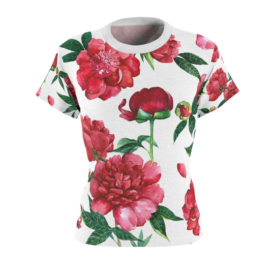 Women's Cut & Sew Floral Tee - Floral Print T-Shirt - Flower Shirt - Fashion