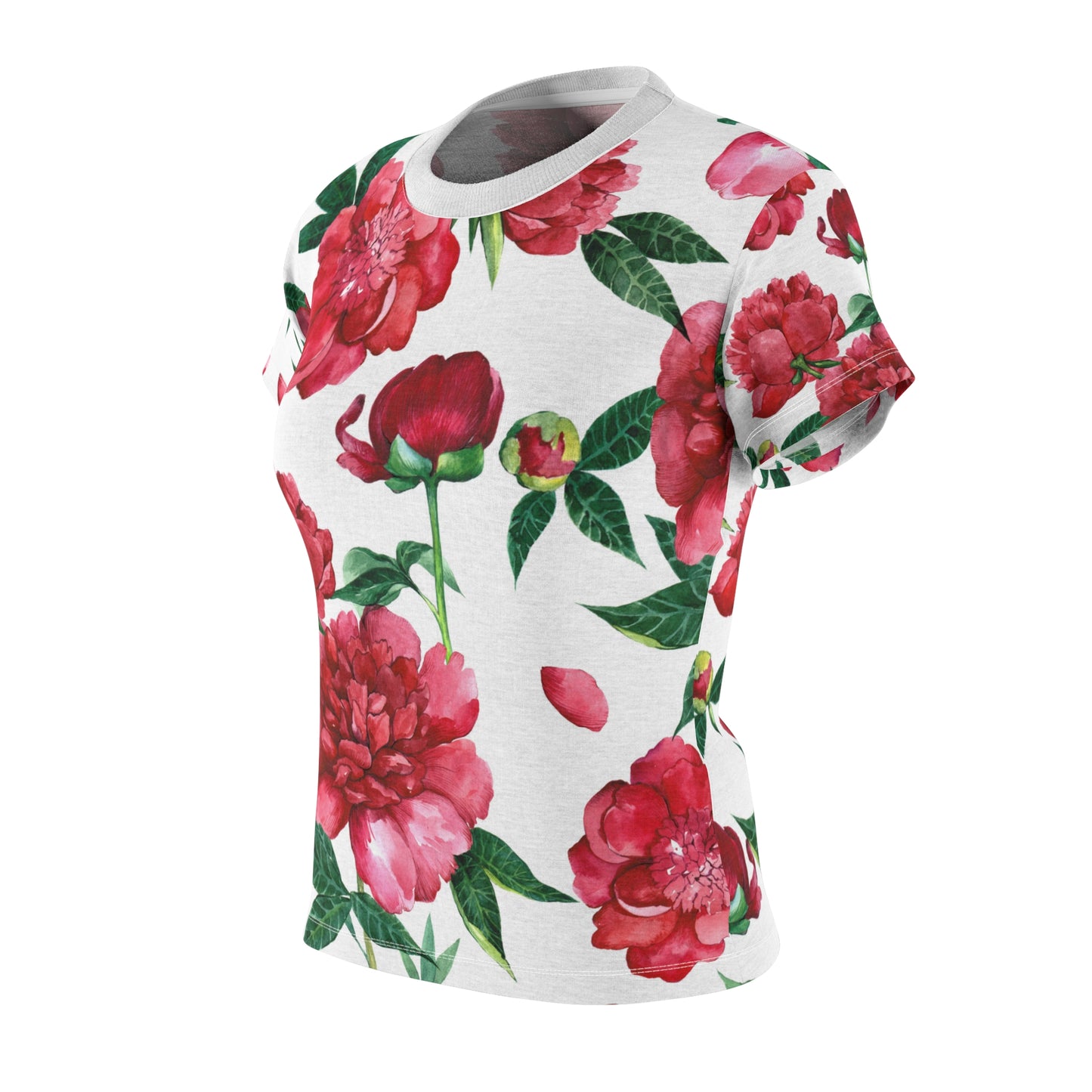 Women's Cut & Sew Floral Tee - Floral Print T-Shirt - Flower Shirt - Fashion