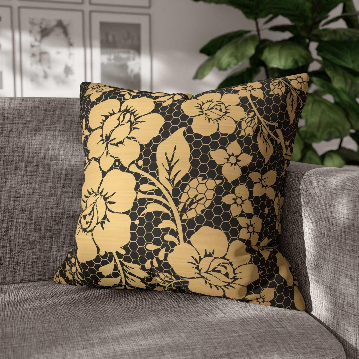 Elegant Golden Floral Pillowcase - GV by Good Vibes