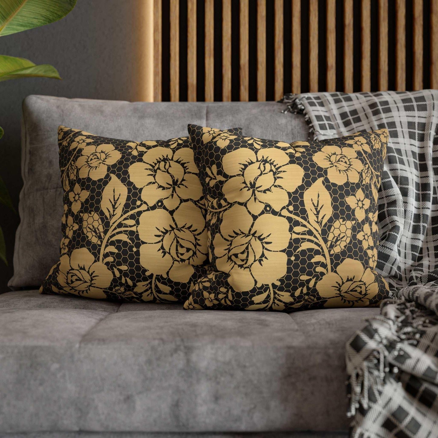 Elegant Golden Floral Pillowcase - GV by Good Vibes