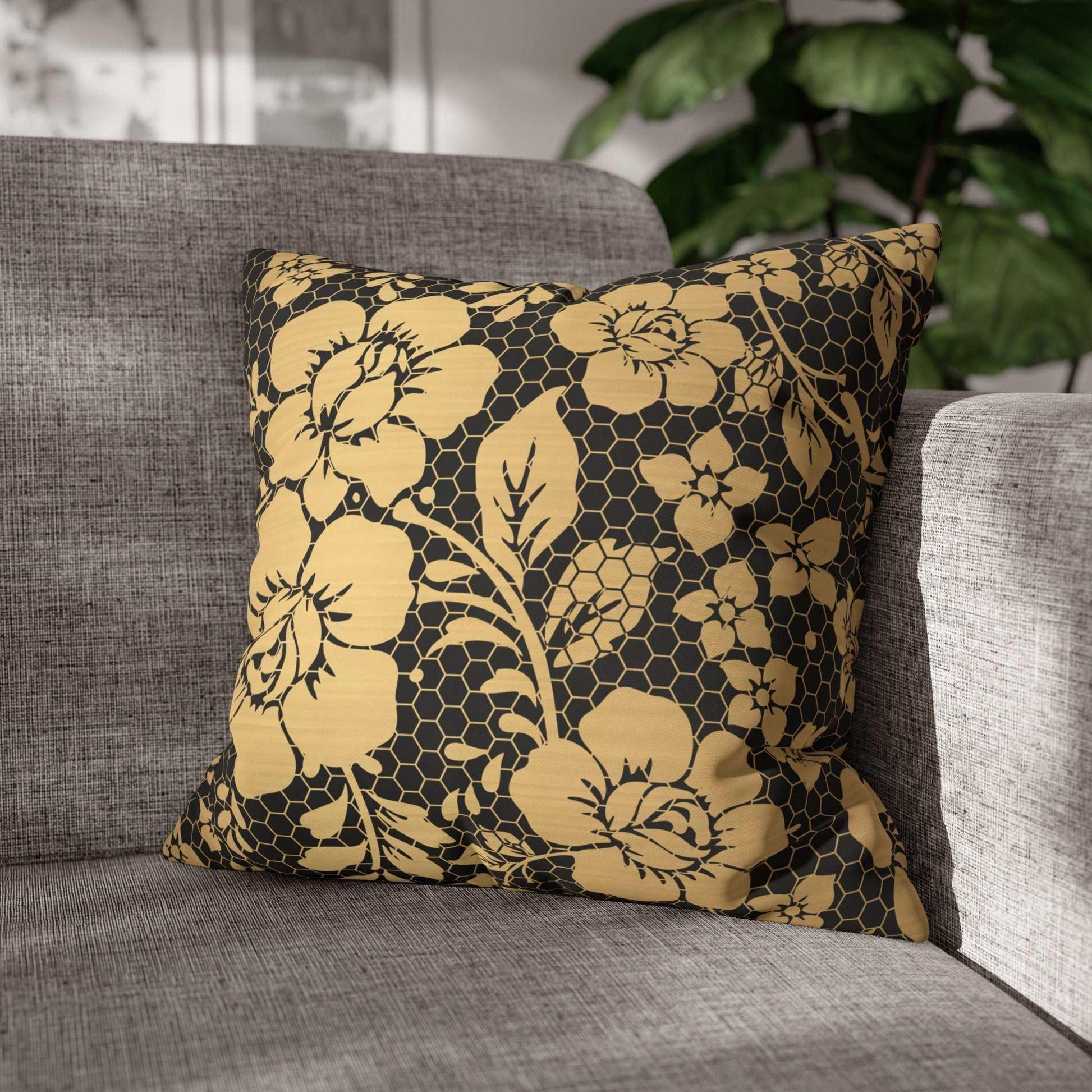 Elegant Golden Floral Pillowcase - GV by Good Vibes