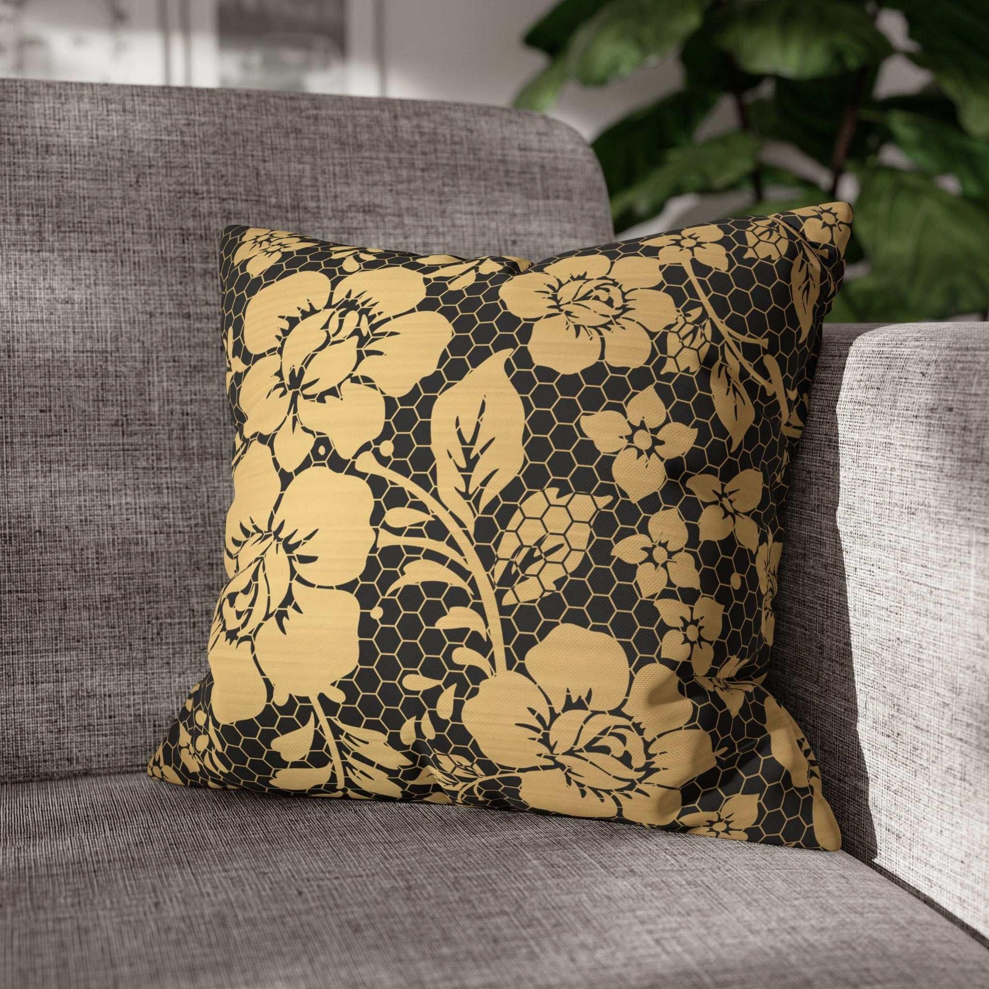 Elegant Golden Floral Pillowcase - GV by Good Vibes