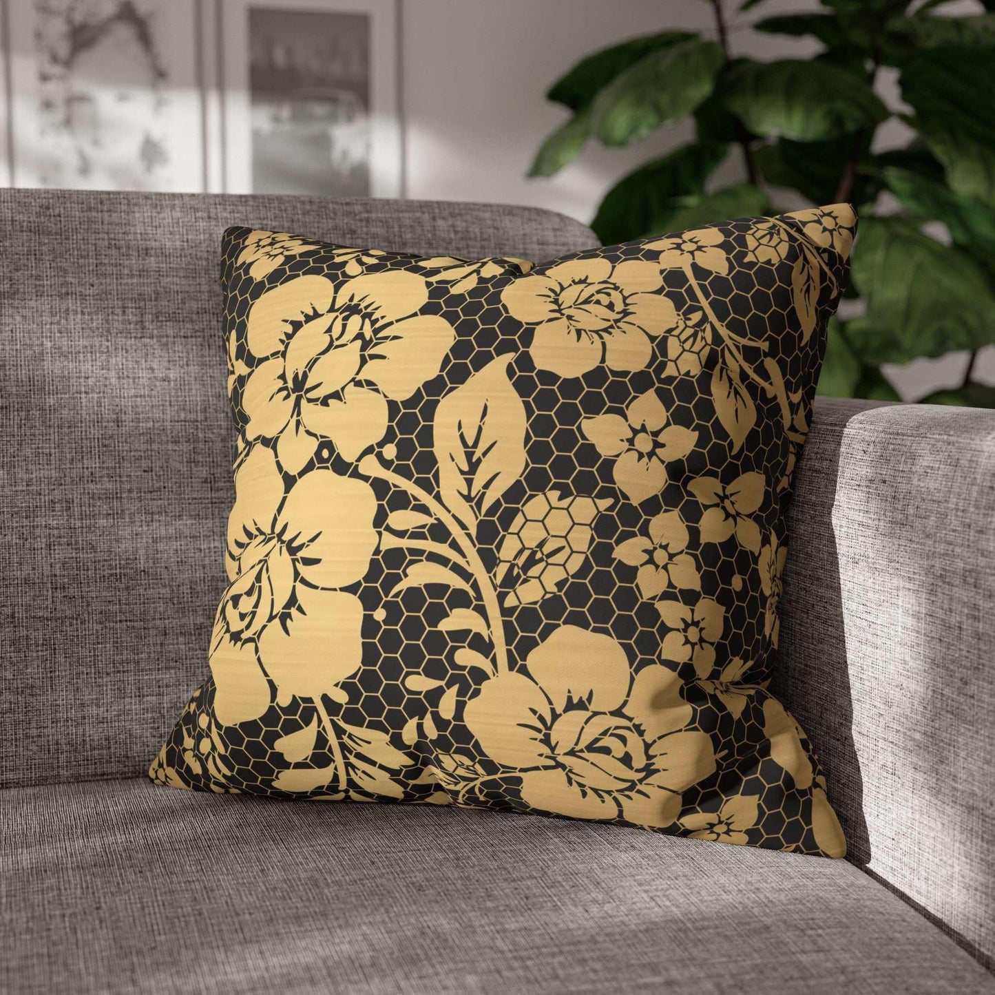 Elegant Golden Floral Pillowcase - GV by Good Vibes