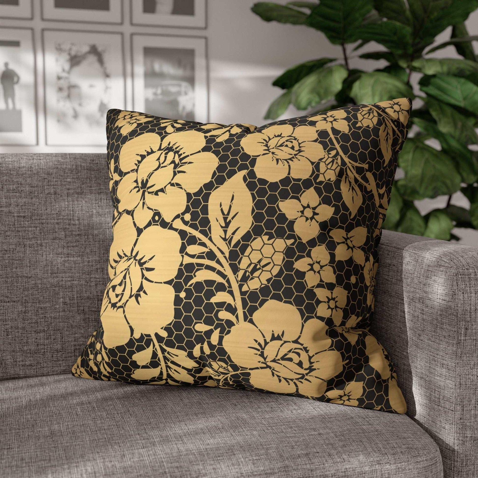 Elegant Golden Floral Pillowcase - GV by Good Vibes