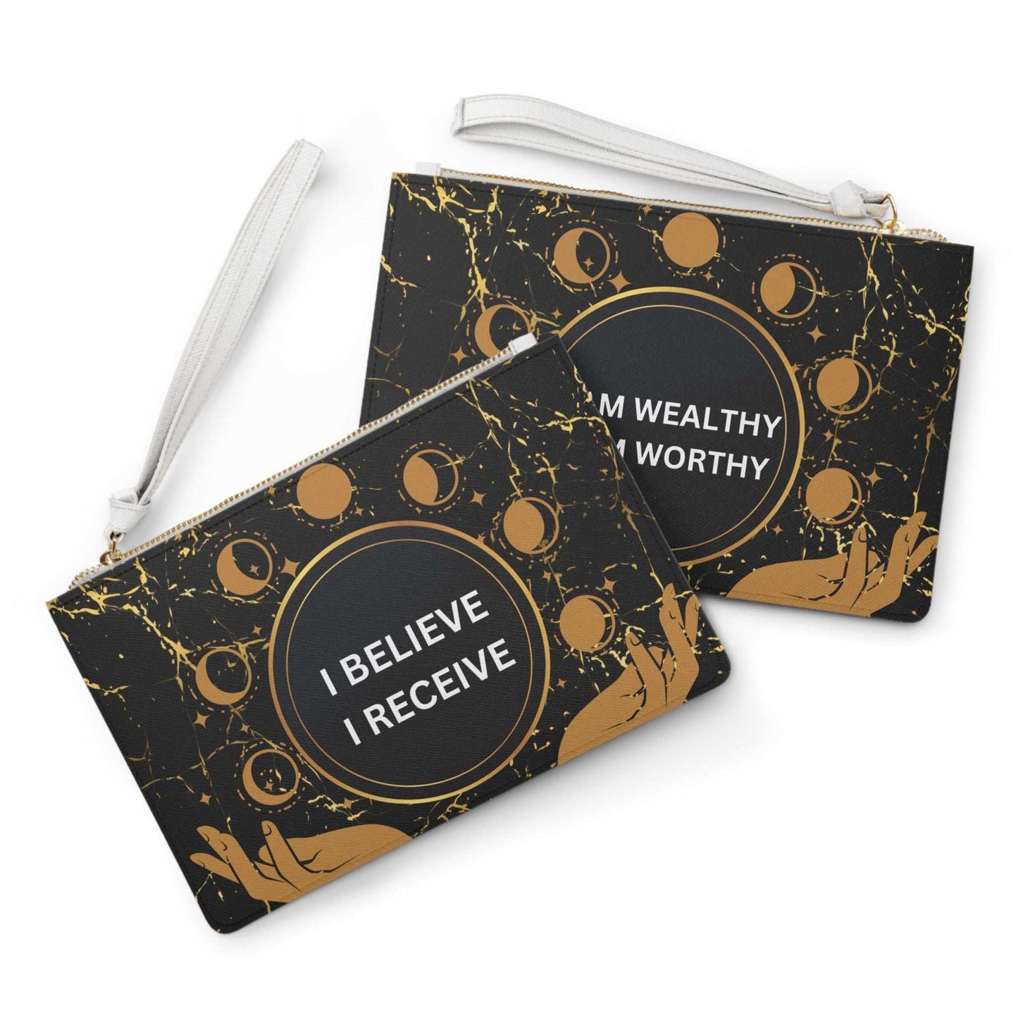 I Believe, I Receive Clutch - I Am Wealthy, I Am Worthy Wristlet - GV by Good Vibes